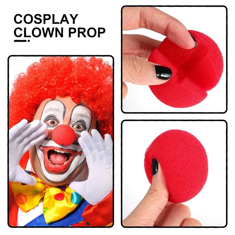50/5pcs Red Ball Foam Clown Nose Halloween Party Cosplay Costume Circus Props Festival Make Up Clown Nose Performance Decoration