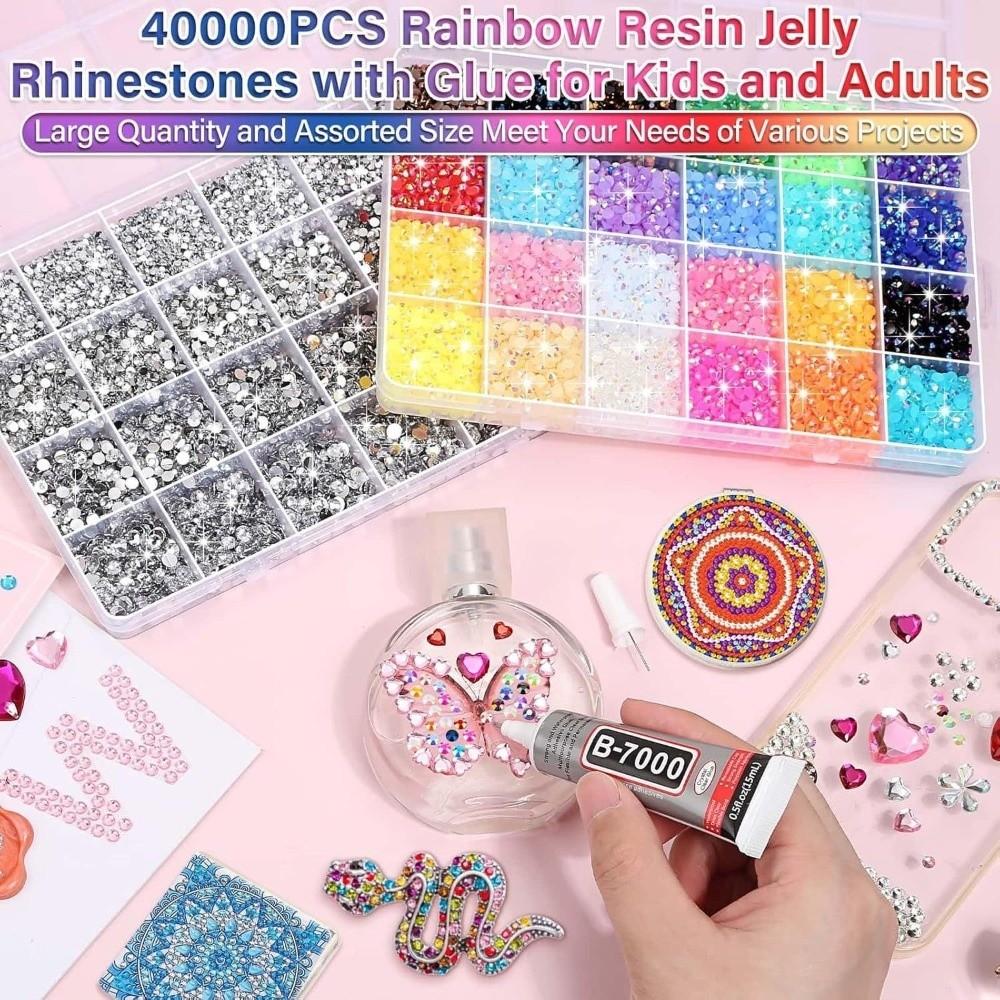 Multicolor Resin Rhinestone Kit Sparkling Bedazzling Rhinestones  for Makeup Accessories