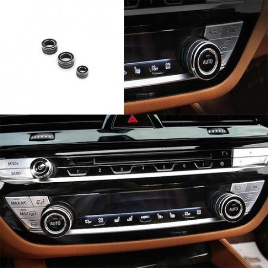 Cover Trim 18- For BMW 5 Series G30 Black Aluminum Middle Console Ac Knob