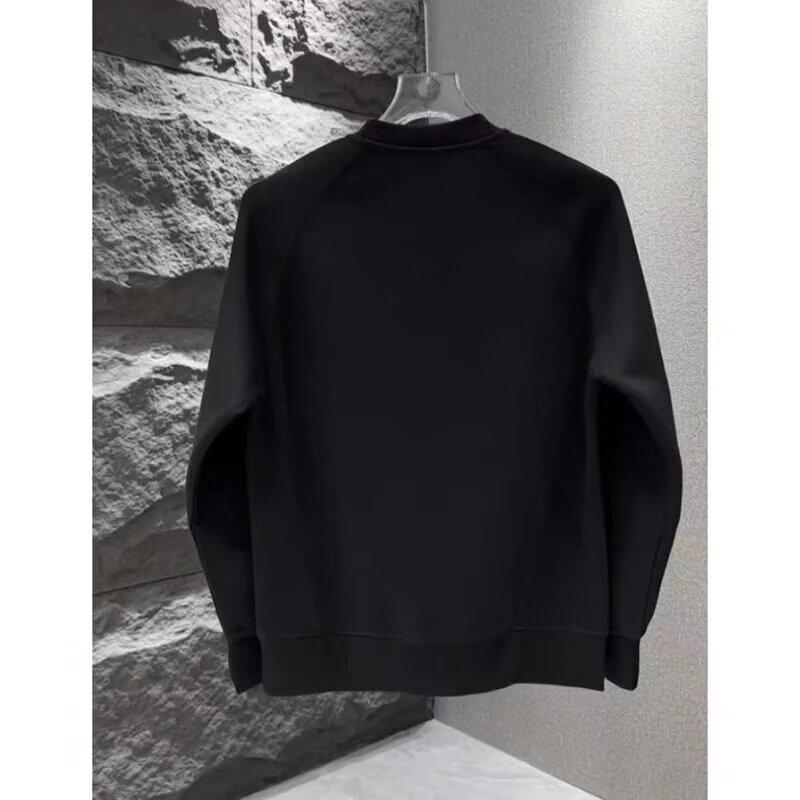 Spring 2024 Men's Sweater Patchwork Assorted Colors Skin-Friendly Fabric Fashion Versatile Top Casual Long-Sleeved Bottoming Shirt