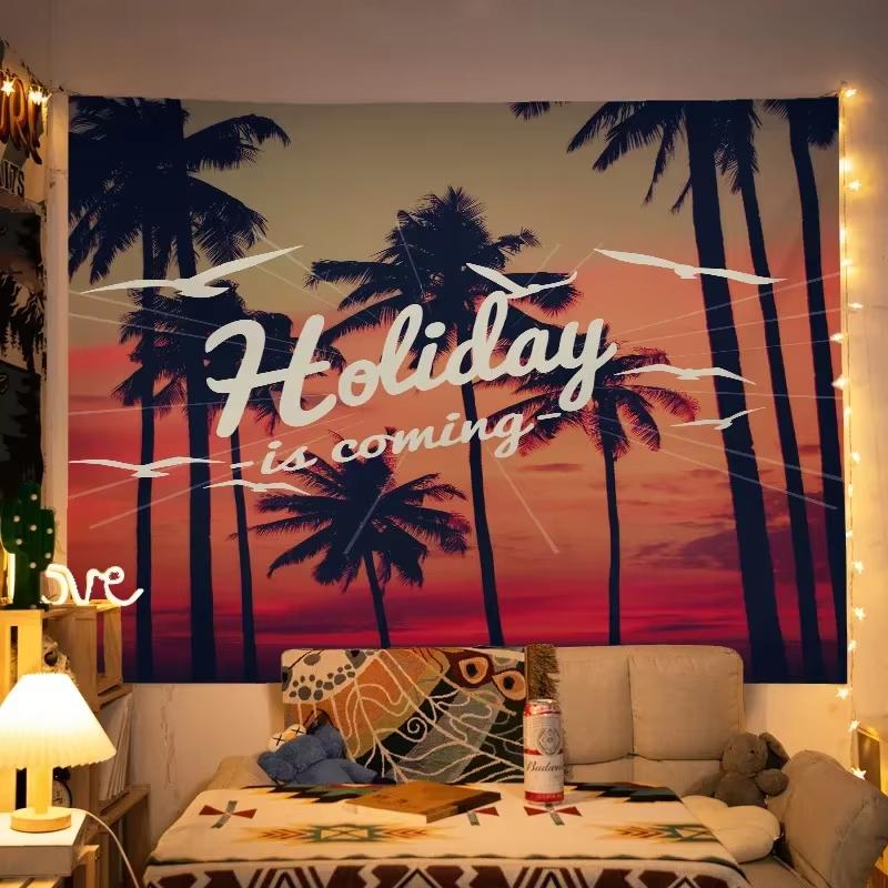 VIKAMA Summer Theme Tapestry Hawaiian Desert Camping Living Room Camper Decoration Room Decoration
