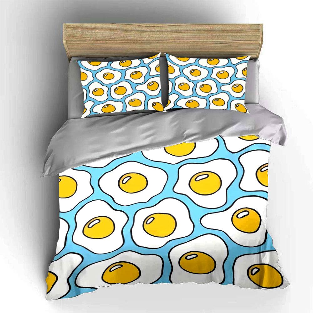 Ensemble décoratif à motif d'œufs Ensemble de literie doux et respectueux de la peau Comprend 1 housse de couette et 2 taies d'oreiller Cadeau