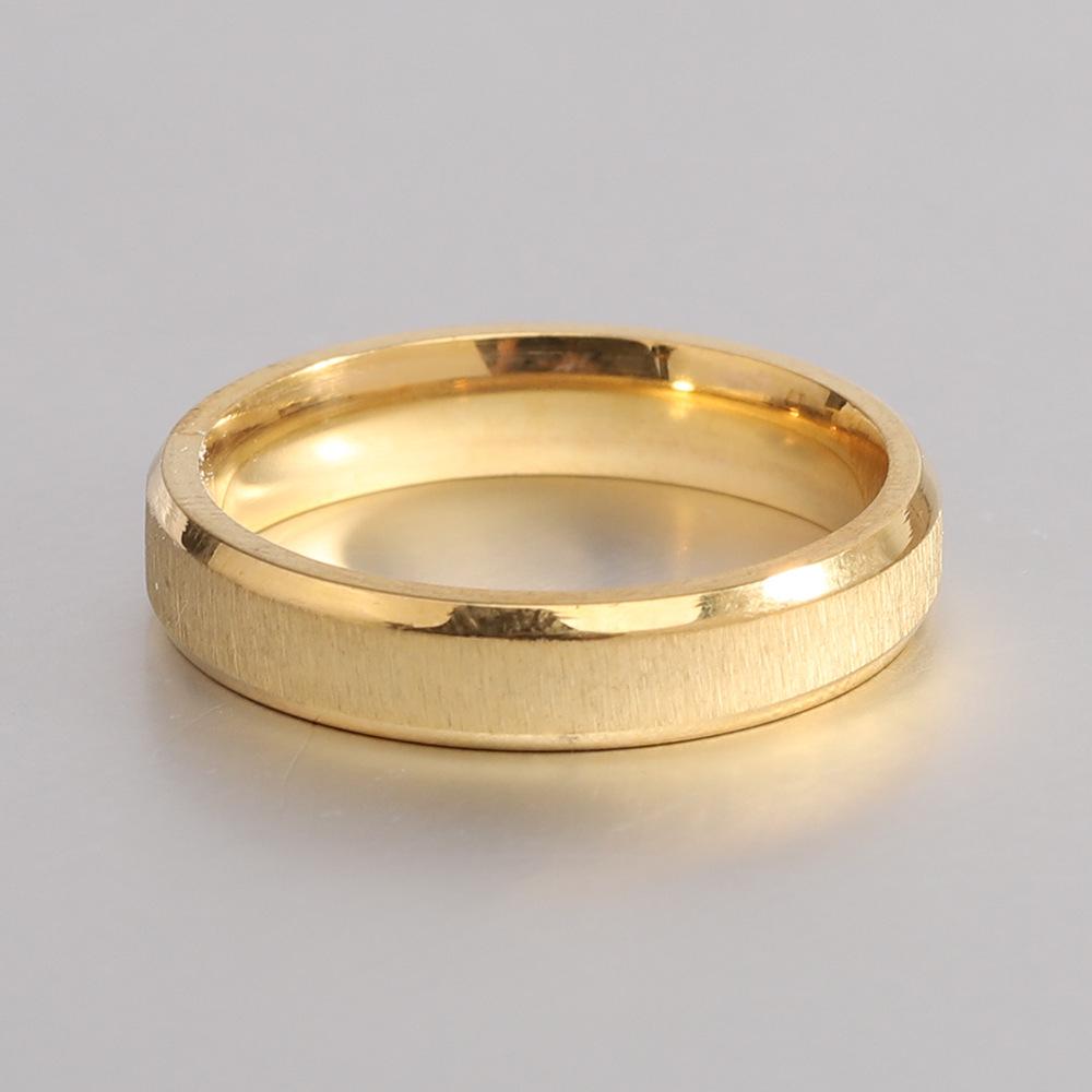18K Gold 3MM Retro Frosted Stainless Steel Fashion Ring for Women