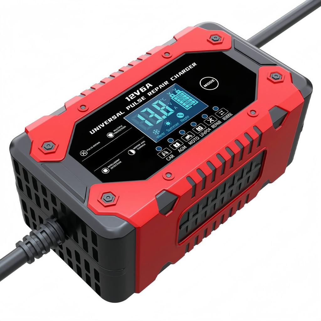 Battery Charger With On-Board LCD Display - Suitable for 12V 6A Car Batteries