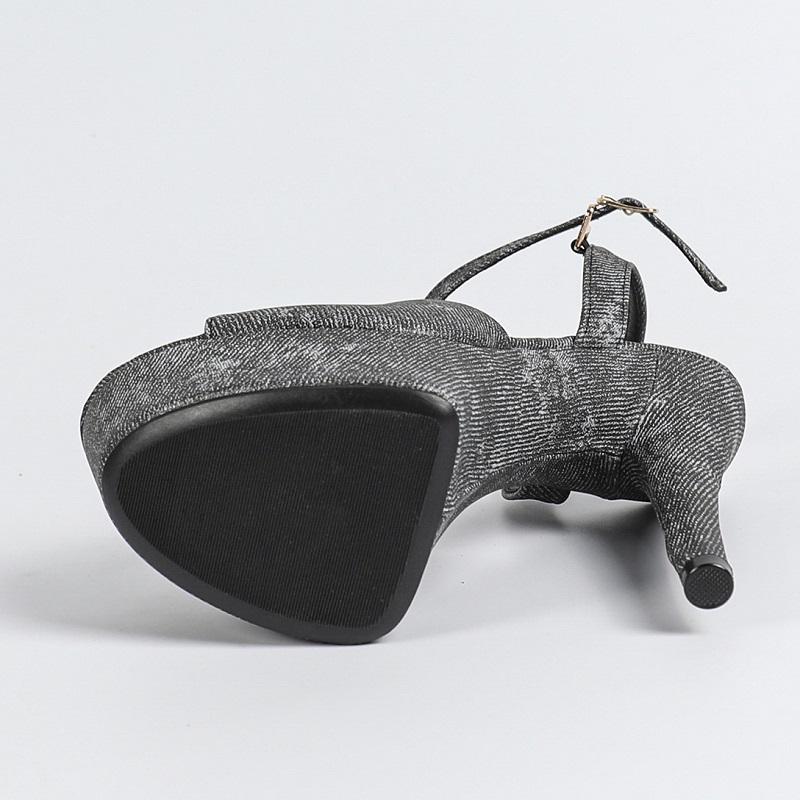 Eilyken Summer Design Denim Buckle Strap Women Sandals Fashion Open Toe Stiletto High Heels Nightclub Stripper Shoes