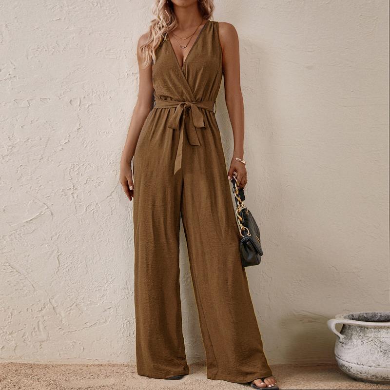 Women's New Halter Jumpsuit Straps High Waist Sleeveless Jumpsuit Fashion Casual Suit