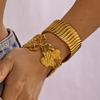 Stainless Steel Ocean Series Wide Bangles for Women Gold Color Metal Shell Starfish Wave Open Cuff Bracelet Beach Party Jewelry