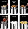 304 Stainless Steel Deep Fryer Pot with Basket All in One Kit Includes Strainer Tongs Lid  Anti Slip Base Anti Scalding Silicone Handle for Home