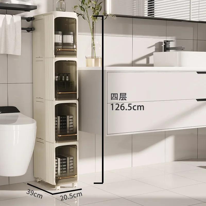 Mobile Foldable Bathroom Gap Cabinet - Waterproof Dustproof Storage Shelf Essential Kitchen Home Toilet Organizer Container