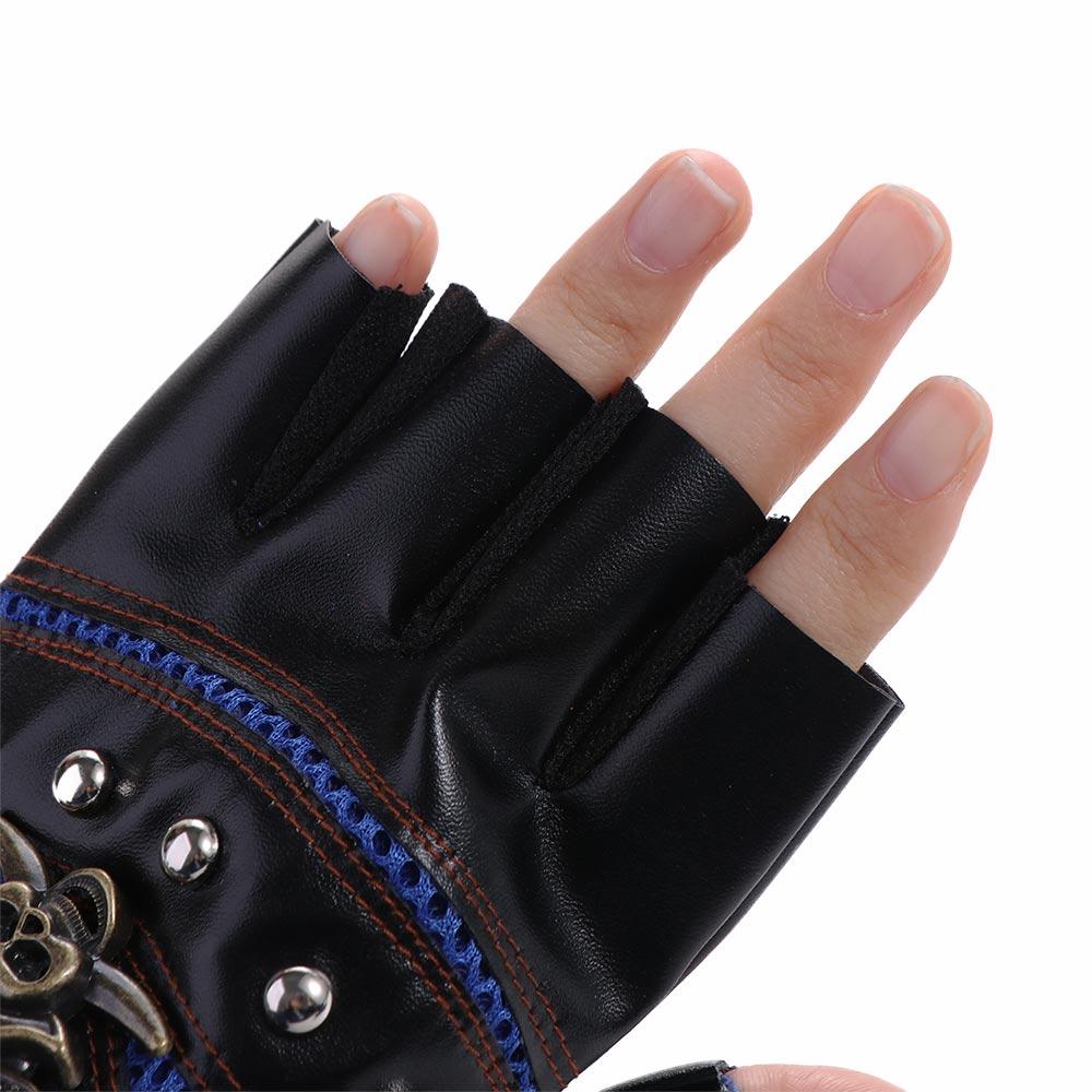 Punk Skulls Rivet PU Leather Gloves Men Women Fashion Anti-slip Half Finger Gloves Summer Cycling Motorcycle Accessories