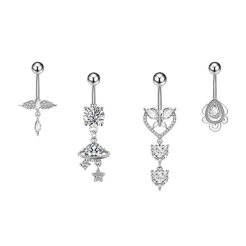 Mote Hjerte Blomst Formet Navlepiercing Ornament Vanndråpe Navlepiercing Anheng Magepiercing Kvinner Kroppssmykker