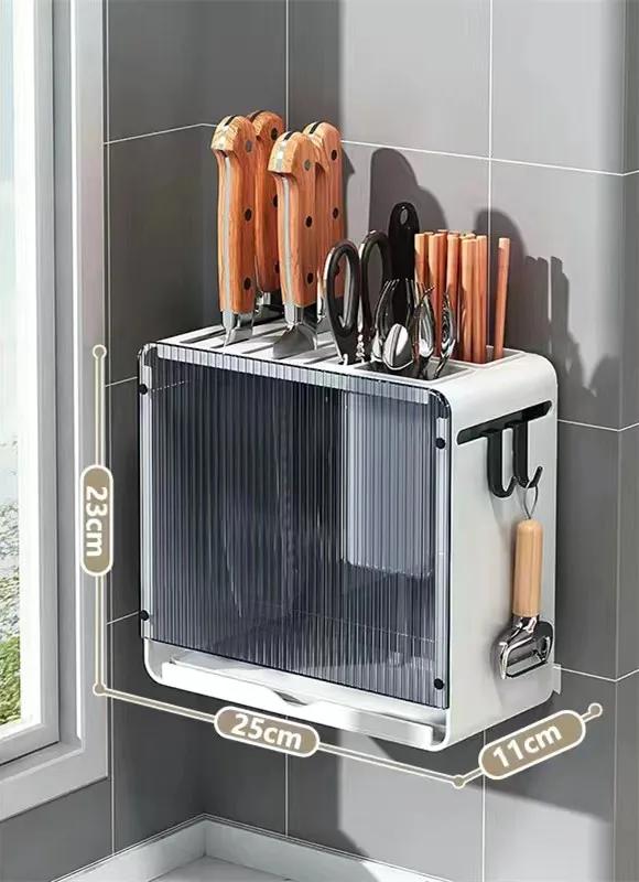 Knife Holder Multi-function Utensil Stand Knife Block Drainer Storage Box Spoon Fork Kitchen Organizer Rack for Cutlery Utensil