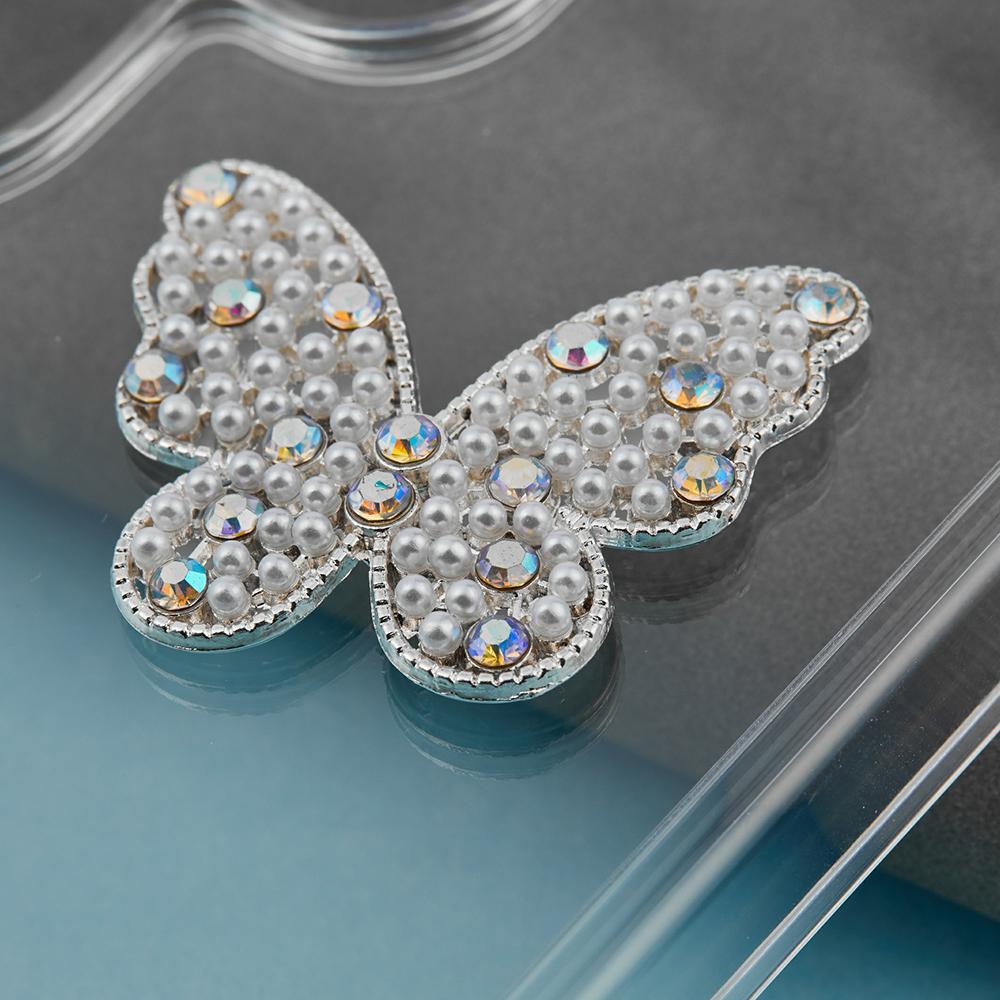 DIY Phone Case Accessory Alloy Butterfly Charm with Beads Rhinestone Decoration Handmade Crafts