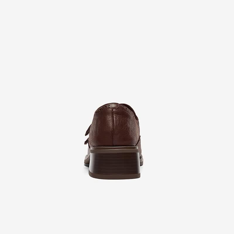 Bata Women's Leather Chunky Heel Loafers