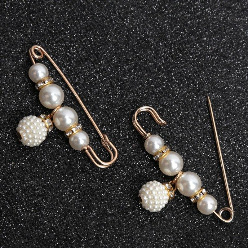 6 Pcs Set Women Fashion Pearl Brooch Waist Cinching Adjustable Skirt Anti-slip Metal Pin Fixed Clothes DIY Scarf Accessories