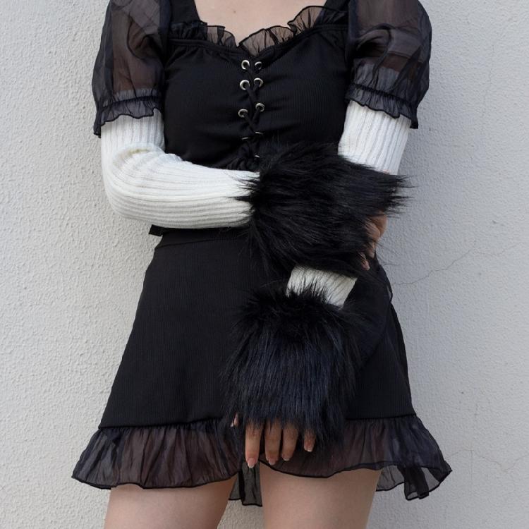Faux Furs Wrist Cuffs Oversleeve Wrist for Wool Coat Jackets Arm Warmer Sleeve