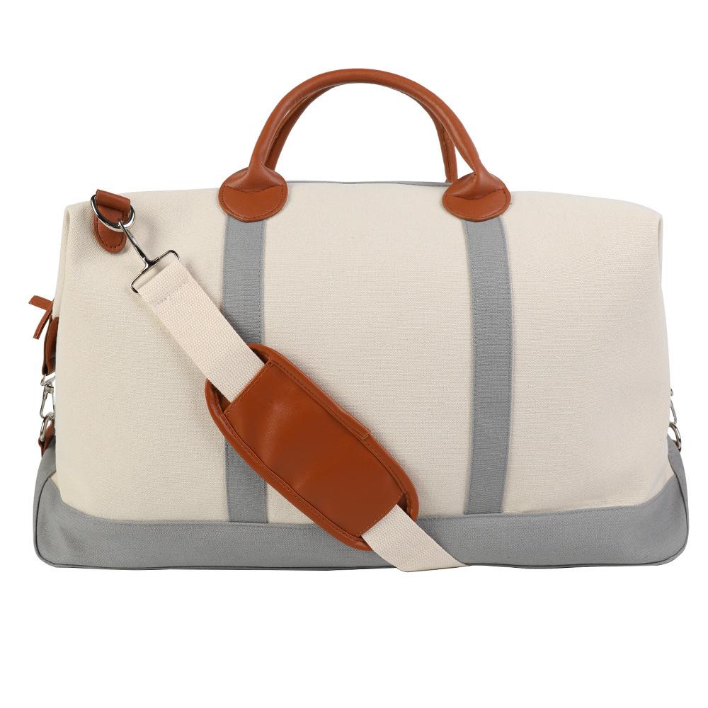 Striped Travel Bag Large Capacity Travel For Women Durable Canvas Duffle Bag Outdoor Trip Tote Bag