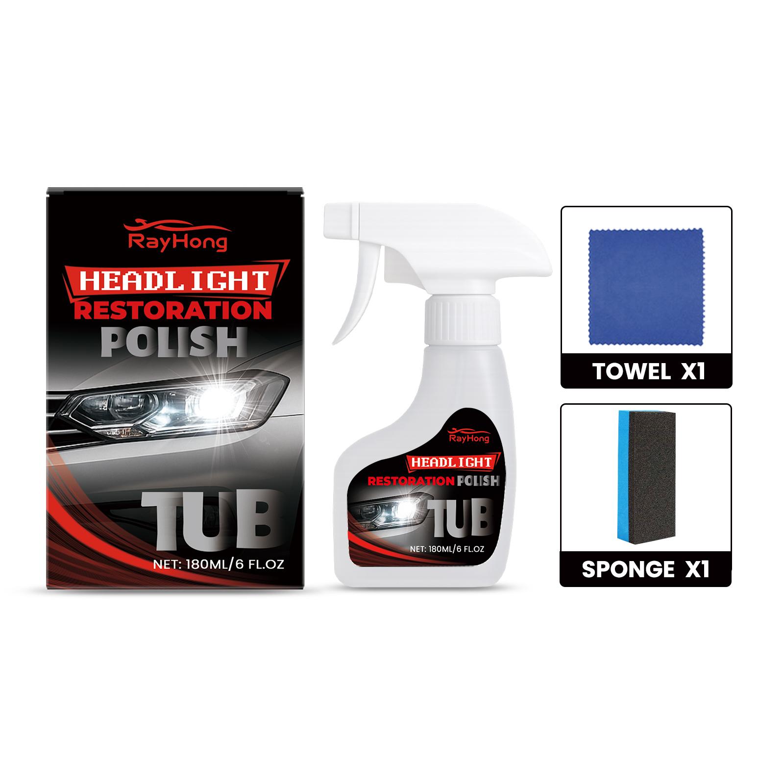 

Rayhong Car Headlight Restoration Kit Lens Cleaner Anti Oxidization Removal Polish Liquid For Car Headlights Oxidation UV Fading Cleaning 1 Set