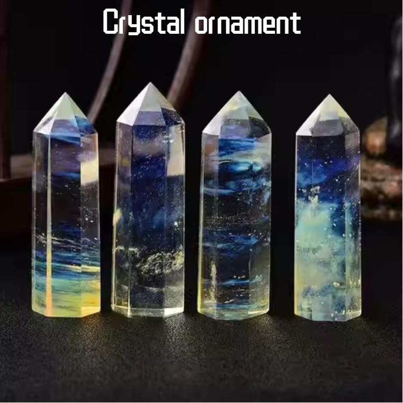 Modern Minimalistisk Kristallinredning Gul Smältande Sten Enkel Spets Sexkantigt Prisma