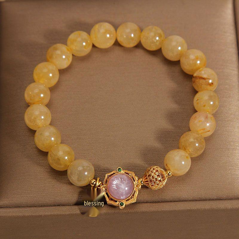 Women's Citrine Stone Bracelet - Ancient Style Gift for Girlfriend or Bestie