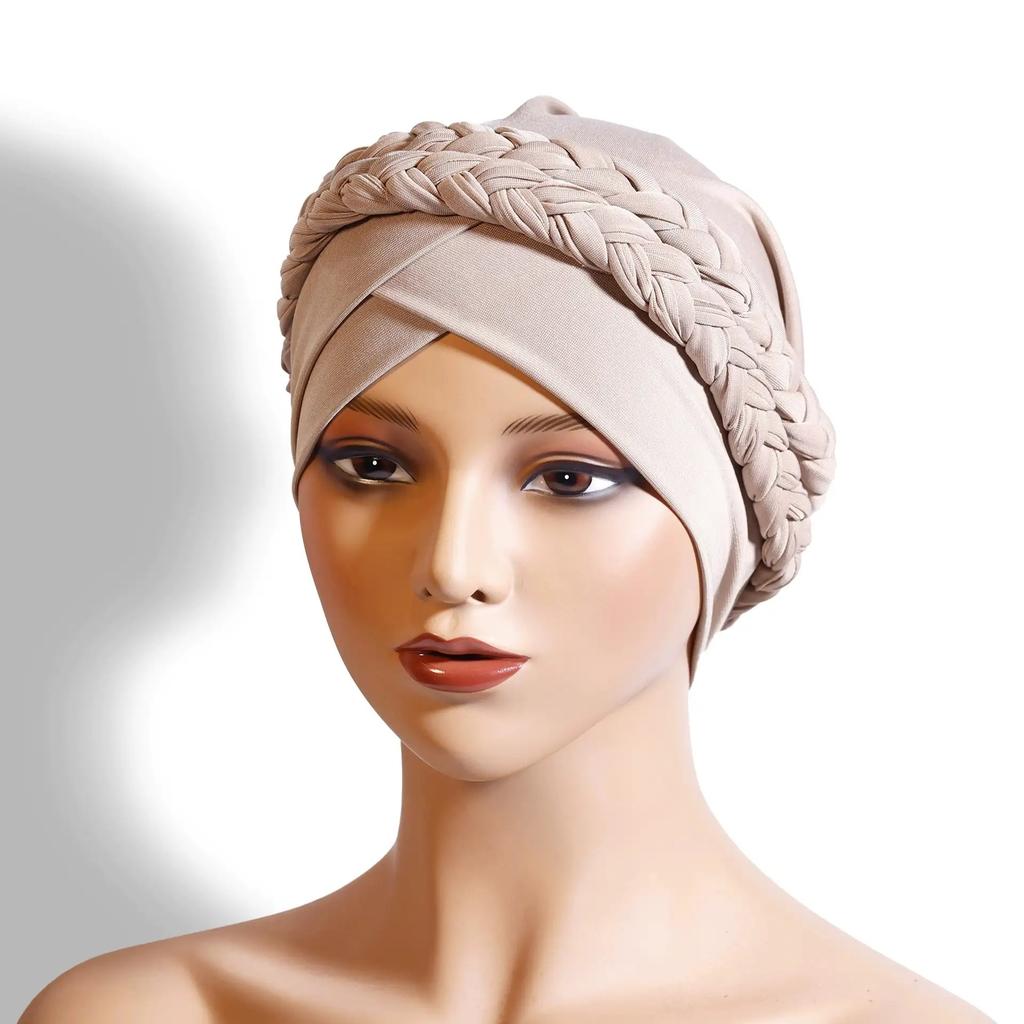 New African Turban Cap Hijab Headdress Women's Pleated Hat Hair Accessories Arab Wrapped Muslim Hijab