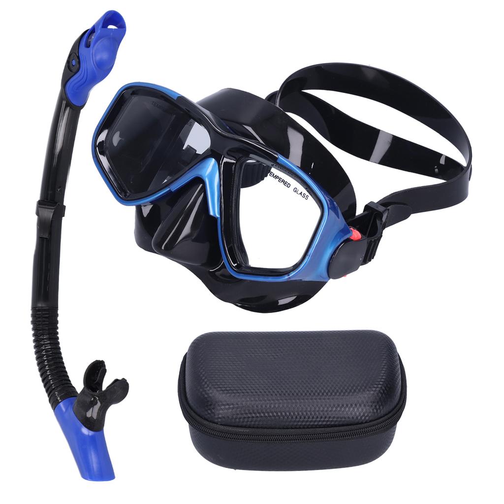 Snorkeling AntiFog Goggles Set Diving Glasses with Full Dry Snorkel for Kids Adults(Blue GogglesSnorkel )