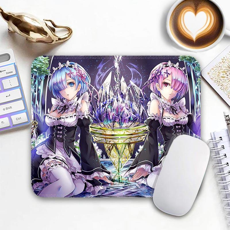 Anime R_Rem R_Re Zero Mouse Pad Small Gaming Mousepad Gamer Non-Slip Edge Standard MousePads PC Compact Stitched Office Mousemat