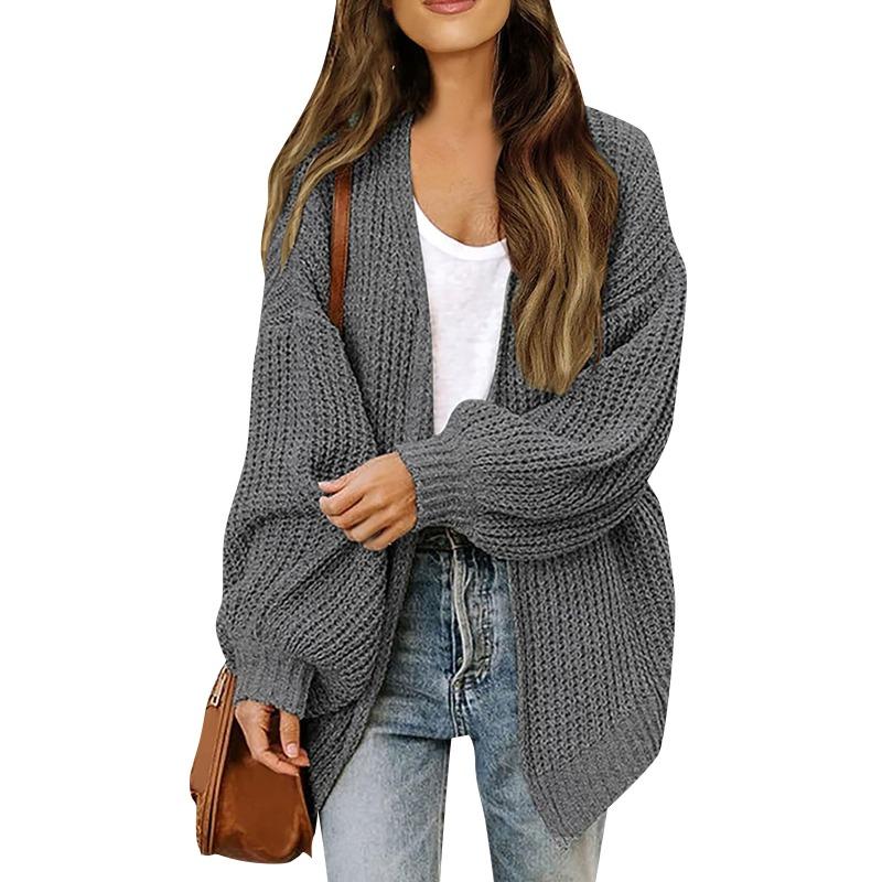 Fashion lantern sleeve women's sweater cardigan 2025 autumn and winter new unbuttoned sweater women's jacket thickened