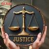 Vintage Justice Scales Metal Tin Sign Golden Sword 2D Flat Aluminum Wall Art Decor