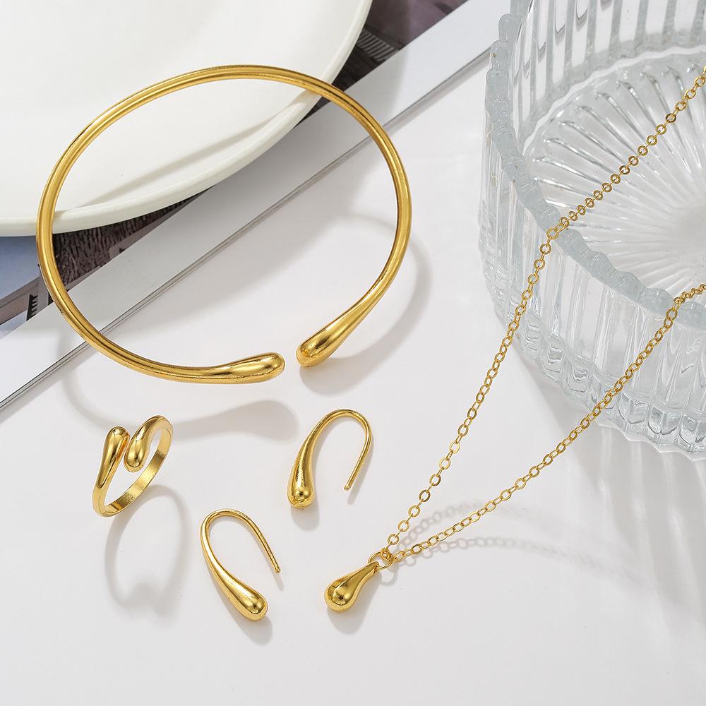 European Water Drop Jewelry Set: Necklace, Earrings, and Bracelet