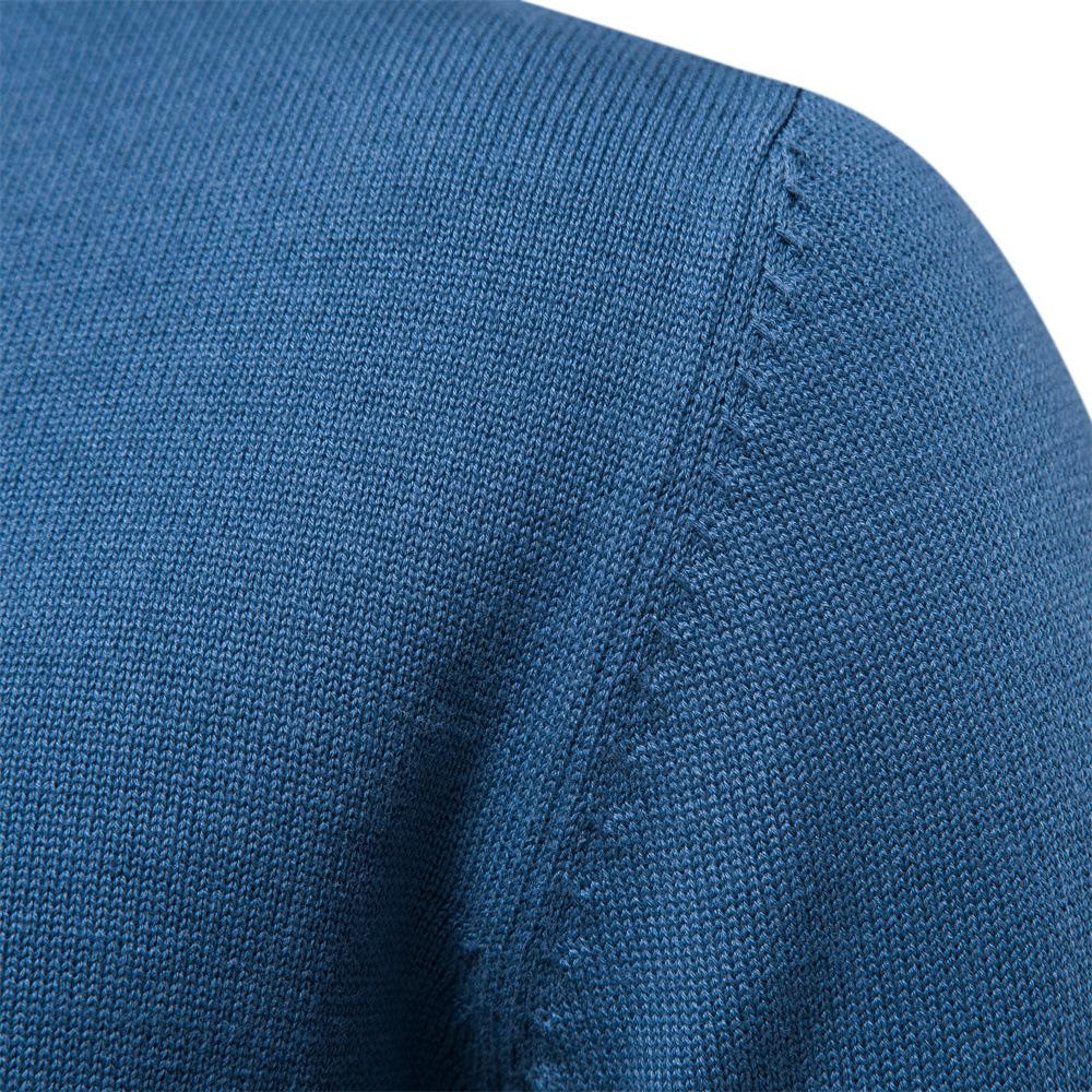 New Autumn and Winter Men's Solid Color Henry Collar Pullover Knit Sweater