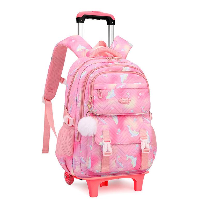 Zaino Scolastico con Ruote Zaino Trolley per Bambine Studentesse Zaino a Ruote Trolley Borsa Scolastica Trolley da Viaggio Bagaglio