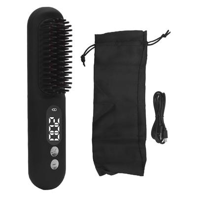 Heated Hair Straightening Brush Negative Ions 30s Fast Heating Rechargeable Hair Straightener Comb