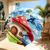Blue Smurfs Print Automatic Open Close Umbrella, Portable Foldable Umbrella, for Outdoor Commute Camping Trip, Ideal Birthday Gift