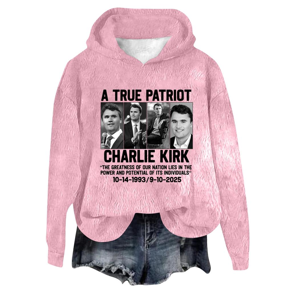 Women's Hooded Long Sleeve Printed Flannel Top Hooded Sweatshirt