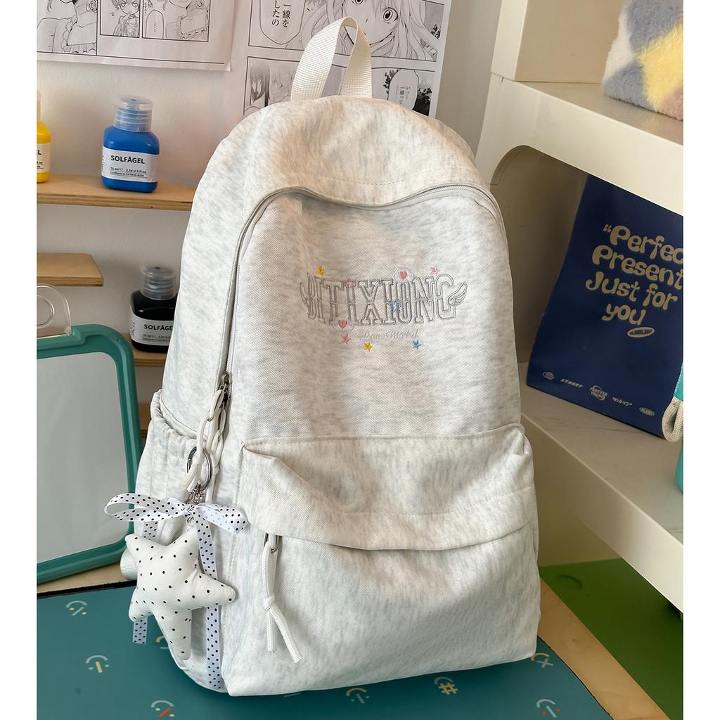 Schoolbag Junior high school student schoolbag female new cute large capacity embroidered student backpack simple versatile college backpack