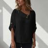 Women's Fashion Casual 3/4 Sleeve Button-Up T-Shirt Pullover Top