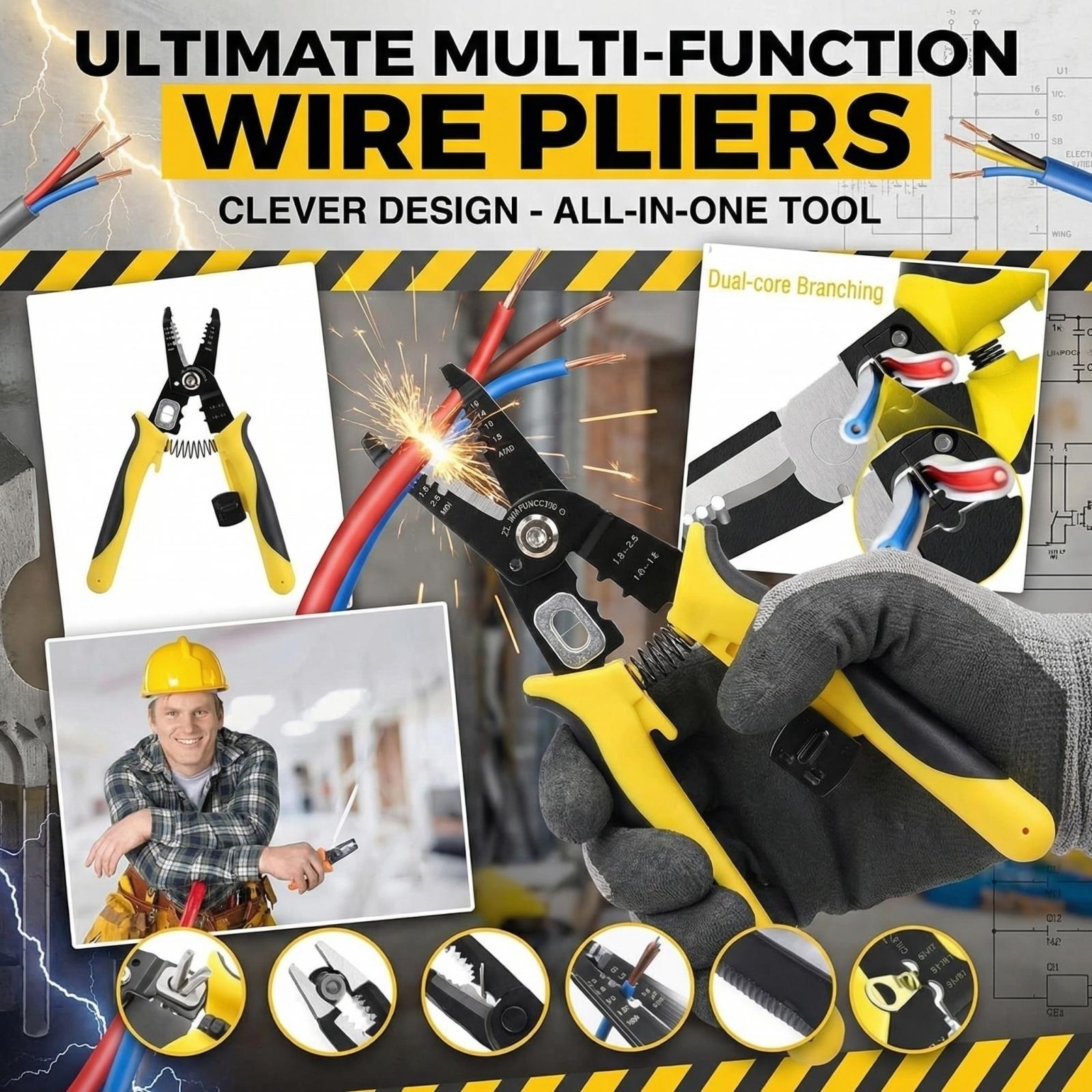 

Wire Stripping, Splitting, Crimping, Cutting, And Connecting Pliers One Size