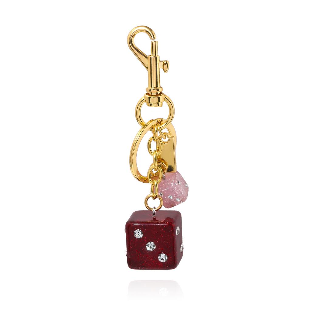 Dice Crystal Drip Alphabet Keychain Student Ladies Bag Pendant Jewelry Gift Pendant Keyring Accessories