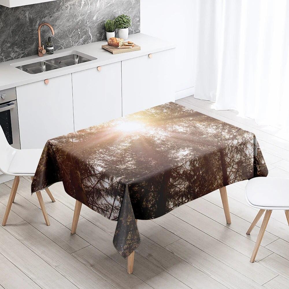 

Скатерть из натуральных деревьев, мировые пейзажи, водонепроницаемая прямоугольная кухонная скатерть с защитой от пятен, украшение для дома 40x70cm