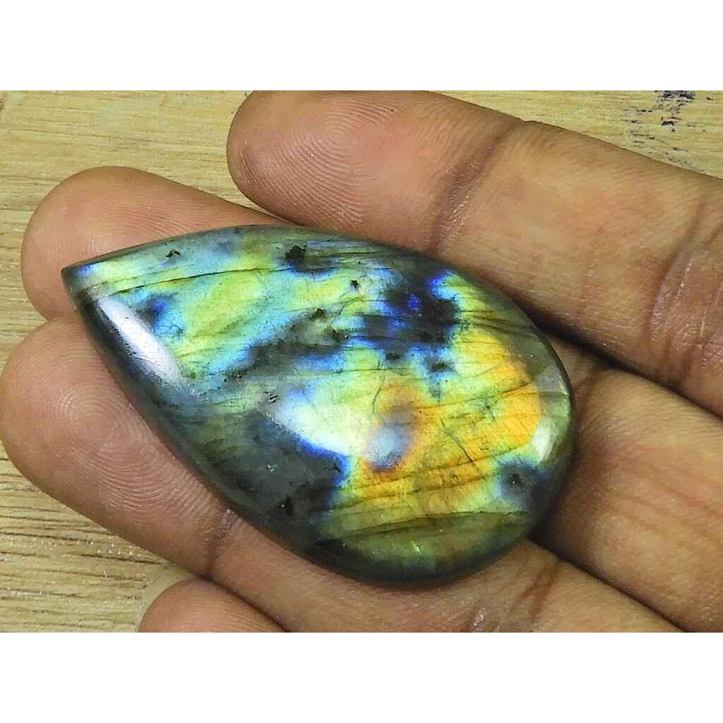 28X45X8MM Naturalny Labradoryt Gruszka Kryształ Kaboszon Luźny Kamień Szlachetny 90Cts. SK-3334