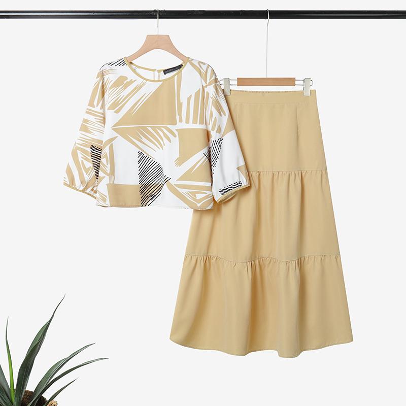 ZANZEA Women Print Blouse and Long Skirts Summer Two Piece Suit Sets
