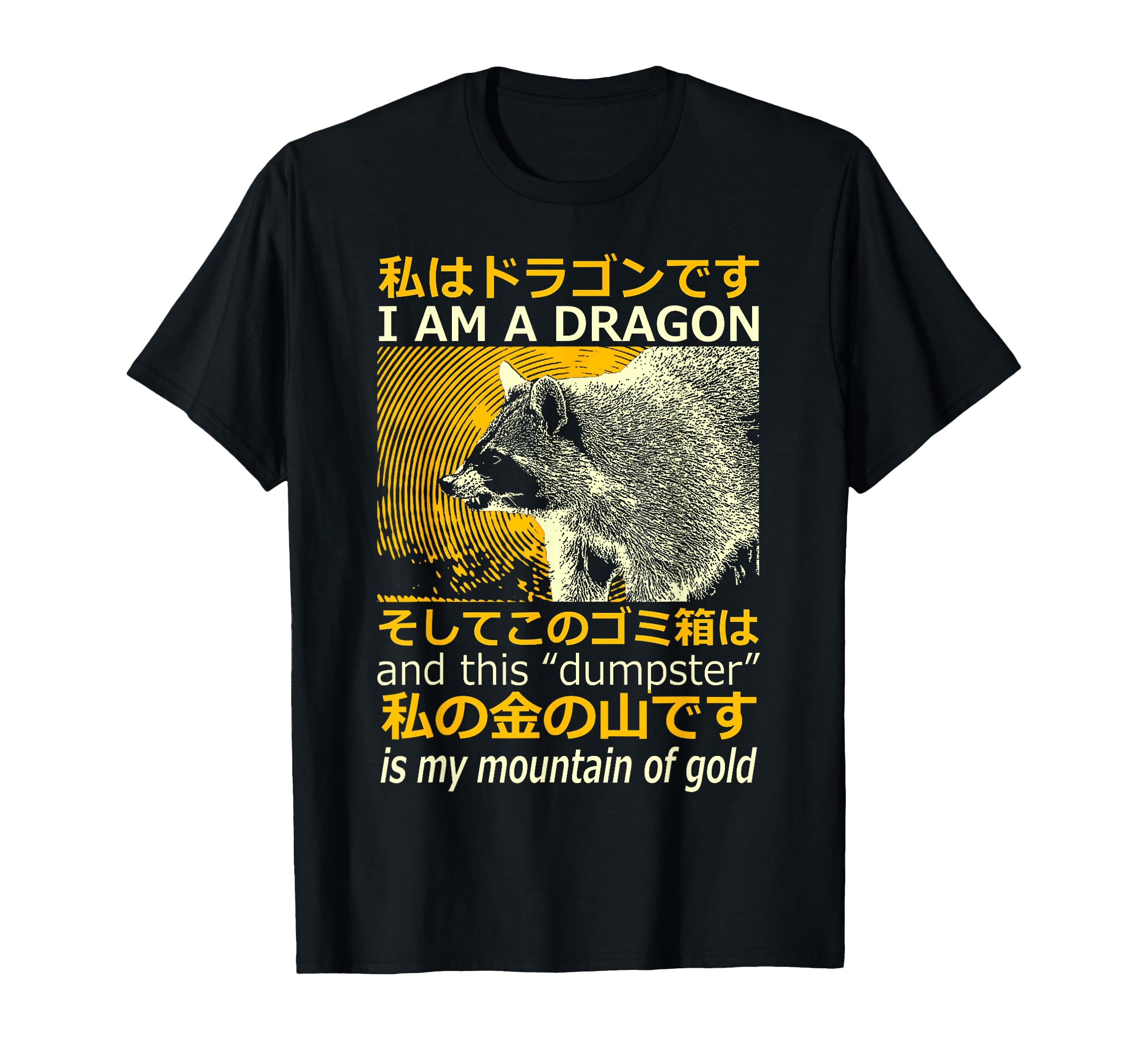 

I Am A Dragon Raccoon Japanese T-shirt чорний
