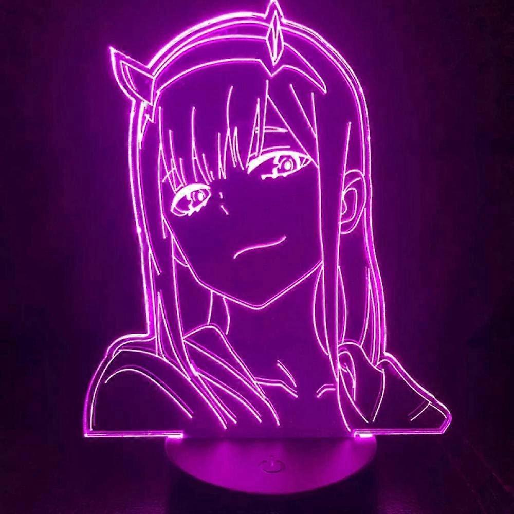 Anime 3D Lamp Zero Two Figure Nightlight Kids Child Girls Bedroom Decor Light Manga Gift Night Light Lamp Darling in The Franxx 7 Color Touch ATTOE