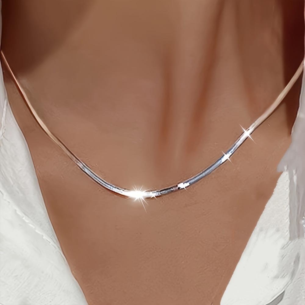 

Плоское колье-цепочка «Змеиная кость» - Европейская и американская минималистичная плоская цепочка, элегантное украшение. Clear&45cm