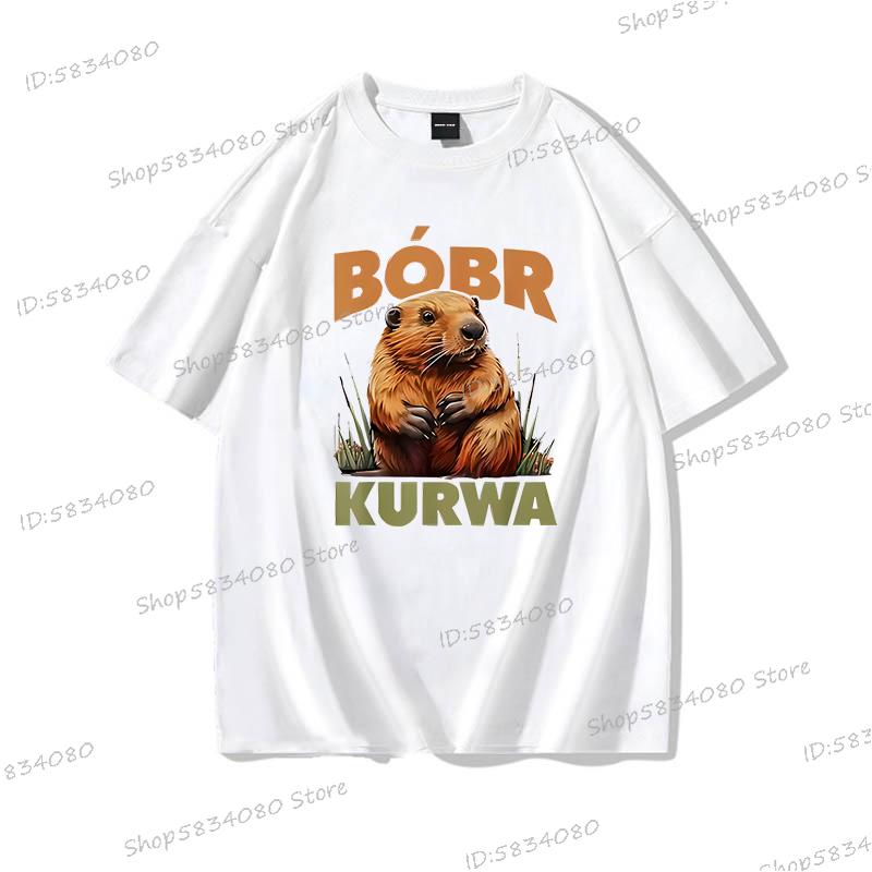 Cartoon Biber Kurwa T-Shirt Hohe Qualität 100% Baumwolle Kurzarm T-Shirts Kurwa Biber Unisex Mode Lässige T-Shirts Grafisch Bedruckt