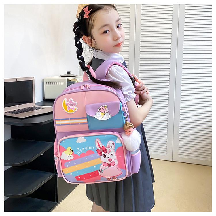 Trendy Cool Kids Backpack With Animal Pattern And Colorful Stitching For Grade 1-2