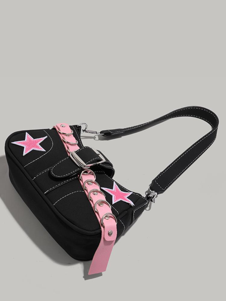 Niche Patchwork Star One-Shoulder Baguette Bag - 2025 Sweet & Spicy Underarm Handbag for Women