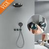 VGX Concealed Shower Set Digital Shower System Bathroom Temperature Display Shower System Rainlfall Bathroom Shower Set Brass
