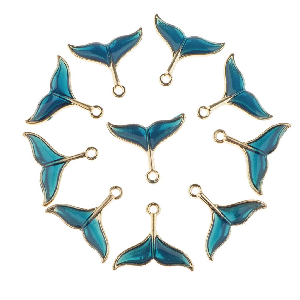 10x Enamel Tail Charms Pendants DIY Bracelet Necklace Crafts Silver Plated